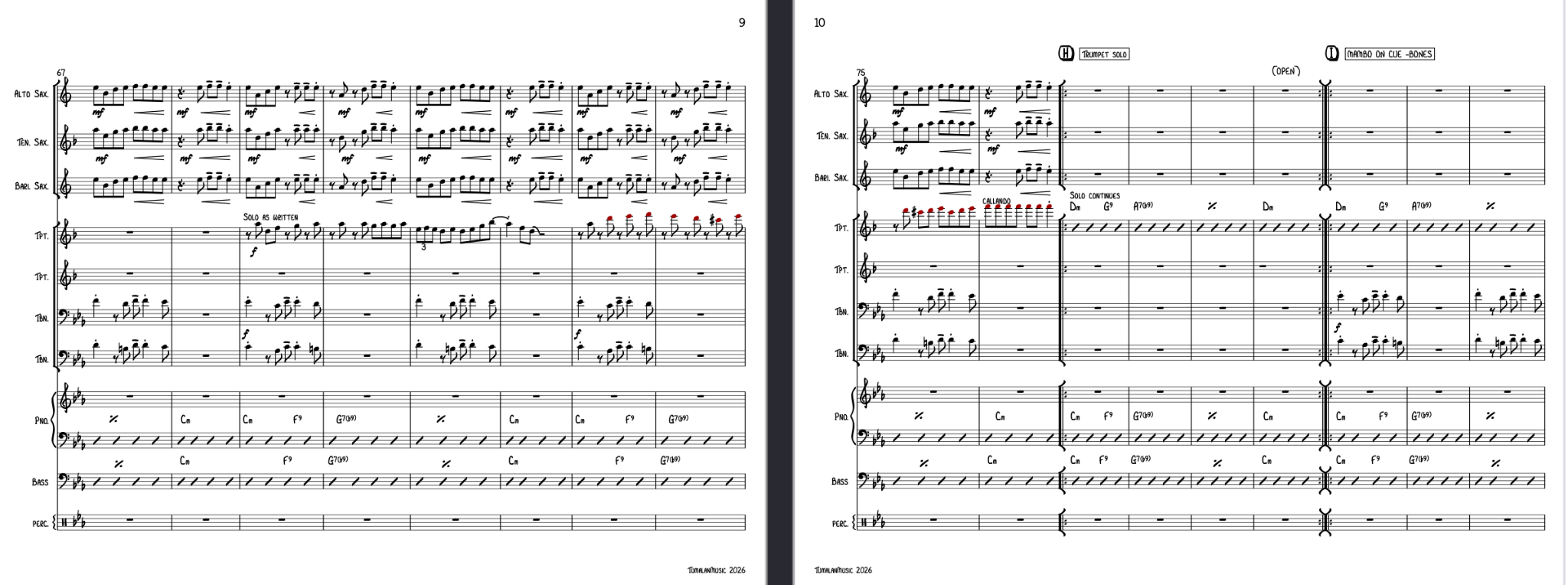 Score excerpt for an arrangement